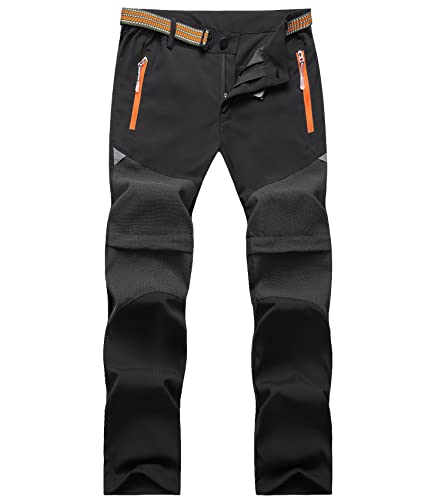 CAMLAKEE Jungen Wanderhose Trekkinghose Kinder Zip Off Hose Atmungsaktiv 2-in-1 Jungs Funktionshose Sommer Schwarz DE: 104-110 (Herstellergröße 110) von CAMLAKEE