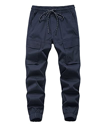 CAMLAKEE Kinder Cargohose Slim Fit Jungen Jogginghose Jungs Cargo Jogger Hose mit Gummizug Marine DE:152-158 (Herstellergröße 160) von CAMLAKEE