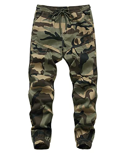 CAMLAKEE Kinder Hose Camouflage Cargohose Jungen Jogginghose Jungs Cargo Jogger Tarnhose mit Elastische Taille Tarnung DE:164-170 (Herstellergröße 170) von CAMLAKEE