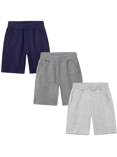 CAMLAKEE Kinder Shorts Jungen Kurze Hosen 3er Pack Jungs Baumwolle Pull-on Sommershorts Elastikbund Kinderhosen Stil 10 DE: 110-116 (Herstellergröße 130) von CAMLAKEE