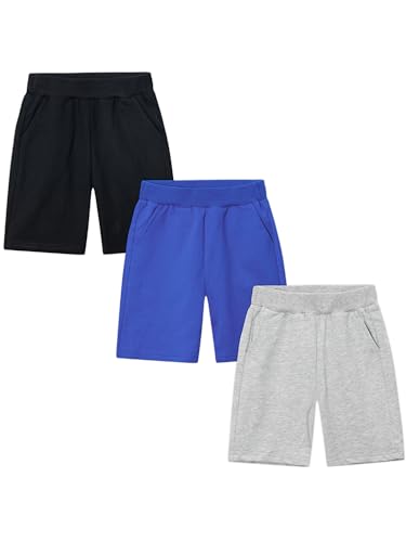 CAMLAKEE Kinder Shorts Jungen Kurze Hosen 3er Pack Jungs Baumwolle Pull-on Sommershorts Elastikbund Kinderhosen Stil 9 DE: 104-110 (Herstellergröße 120) von CAMLAKEE