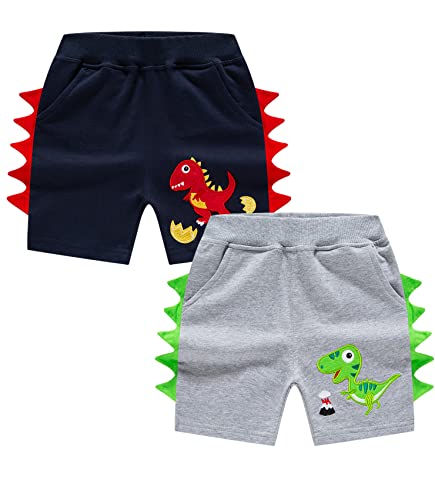 CAMLAKEE Kinder Shorts Jungen Kurze Hosen Jungs Baumwolle Sommershorts Elastikbund 2er-Pack Kinderhosen Stil 3 DE: 104-110 (Herstellergröße 120) von CAMLAKEE