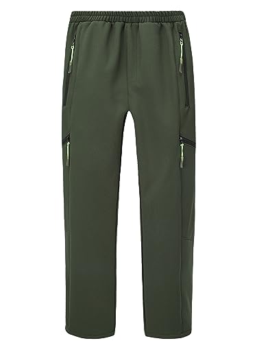 CAMLAKEE Kinder Trekkinghose Jungen Wanderhose Winterhose Mädchen Warme Arbeitshose mit Elastischem Bund Armee DE: 152-158 (Herstellergröße XL) von CAMLAKEE