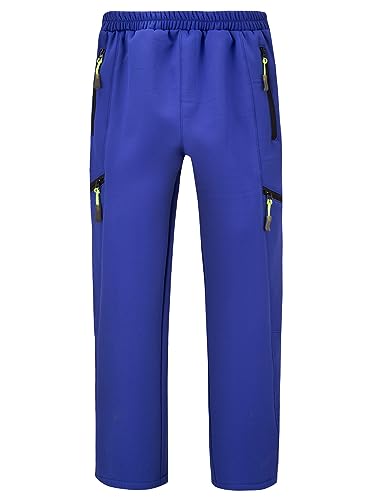 CAMLAKEE Kinder Trekkinghose Jungen Wanderhose Winterhose Mädchen Warme Arbeitshose mit Elastischem Bund Blau DE: 128-134 (Herstellergröße M) von CAMLAKEE