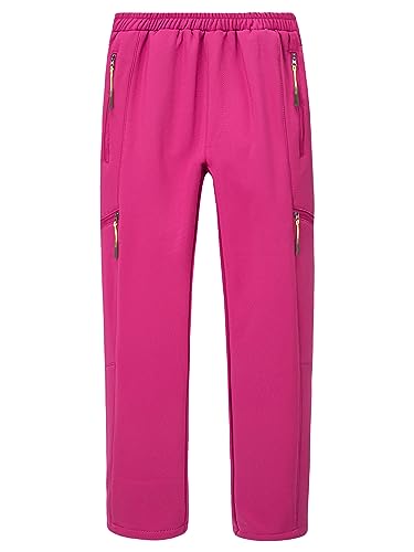 CAMLAKEE Kinder Trekkinghose Jungen Wanderhose Winterhose Mädchen Warme Arbeitshose mit Elastischem Bund Rosa DE: 152-158 (Herstellergröße XL) von CAMLAKEE