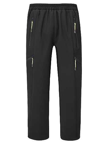 CAMLAKEE Kinder Trekkinghose Jungen Wanderhose Winterhose Mädchen Warme Arbeitshose mit Elastischem Bund Schwarz DE: 128-134 (Herstellergröße M) von CAMLAKEE