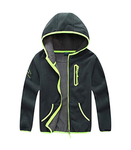 CAMLAKEE Kinderjacke aus Fleece, Warme Fleecejacke Jungen mit Kapuze Dunkelgrau Etikette 110/104-110(3-4 Jahre) von CAMLAKEE