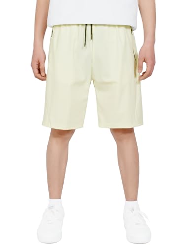 CAMLAKEE Kurze Hosen Jungen Sport Shorts Kinder Sommerhose Schnelltrocknend Trainingsshort mit Reißverschlusstasche Beige DE: 158-164 (Herstellergröße 160) von CAMLAKEE