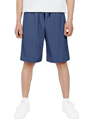 CAMLAKEE Kurze Hosen Jungen Sport Shorts Kinder Sommerhose Schnelltrocknend Trainingsshort mit Reißverschlusstasche DBlau DE: 158-164 (Herstellergröße 160) von CAMLAKEE