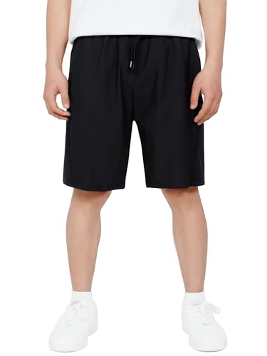 CAMLAKEE Kurze Hosen Jungen Sport Shorts Kinder Sommerhose Schnelltrocknend Trainingsshort mit Reißverschlusstasche Schwarz DE: 134-140 (Herstellergröße 140) von CAMLAKEE