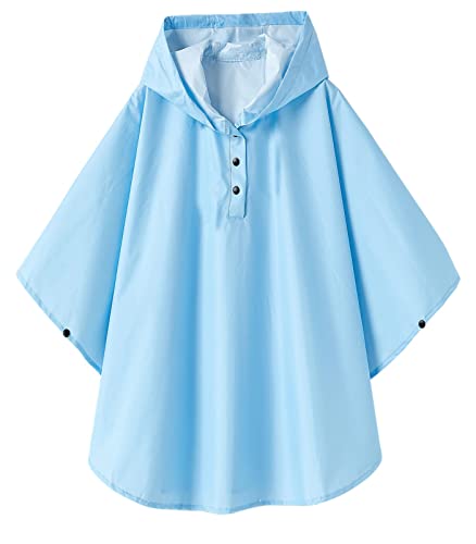 CAMLAKEE Mädchen Regenponcho Wasserdicht Kinder Regenmantel Fahrrad Leichter Regencape Jungen Ponch Blau DE: 104-122 (Herstellergröße M) von CAMLAKEE