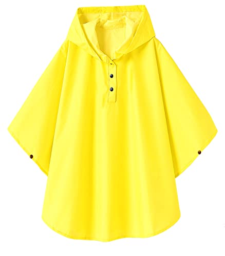 CAMLAKEE Mädchen Regenponcho Wasserdicht Kinder Regenmantel Fahrrad Leichter Regencape Jungen Ponch Gelb DE: 140-158 (Herstellergröße XL) von CAMLAKEE