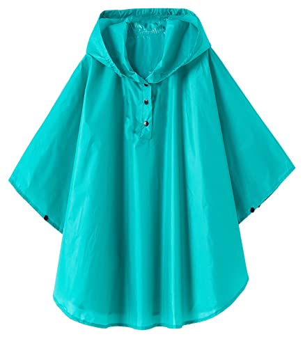 CAMLAKEE Mädchen Regenponcho Wasserdicht Kinder Regenmantel Fahrrad Leichter Regencape Jungen Ponch Grün DE: 104-122 (Herstellergröße M) von CAMLAKEE