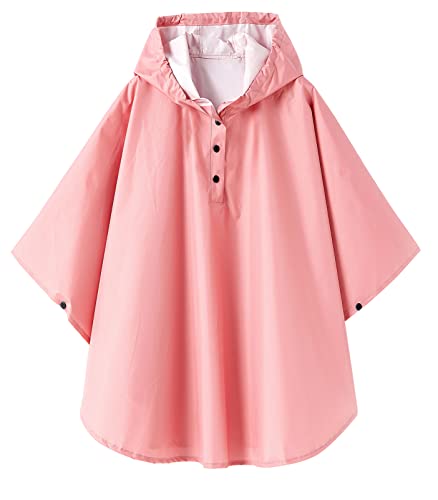 CAMLAKEE Mädchen Regenponcho Wasserdicht Kinder Regenmantel Fahrrad Leichter Regencape Jungen Ponch Rosa DE: 104-122 (Herstellergröße M) von CAMLAKEE