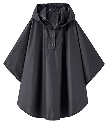 CAMLAKEE Mädchen Regenponcho Wasserdicht Kinder Regenmantel Fahrrad Leichter Regencape Jungen Ponch Schwarz DE: 86-104 (Herstellergröße S) von CAMLAKEE