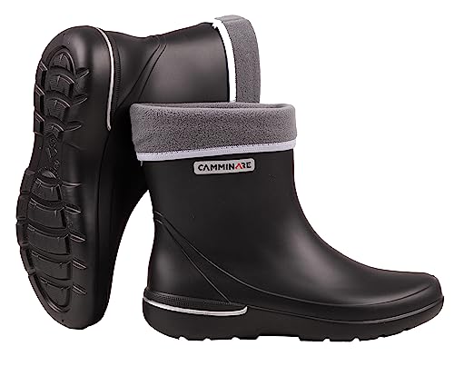 CAMMINARE walk a mile Damen Gefütterte EVA Regenstiefel Herausnehmbares Innenfutter 36-41 EU (Schwarz, eu_footwear_size_system, adult, numeric, medium, numeric_38) von CAMMINARE walk a mile