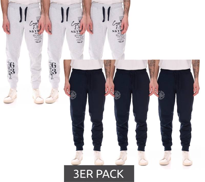 3er Pack CAMP DAVID Herren Jogging-Hose mit Baumwollanteil Sweat-Hose Trainings-Hose 428251 Dunkelblau oder Grau von CAMP DAVID