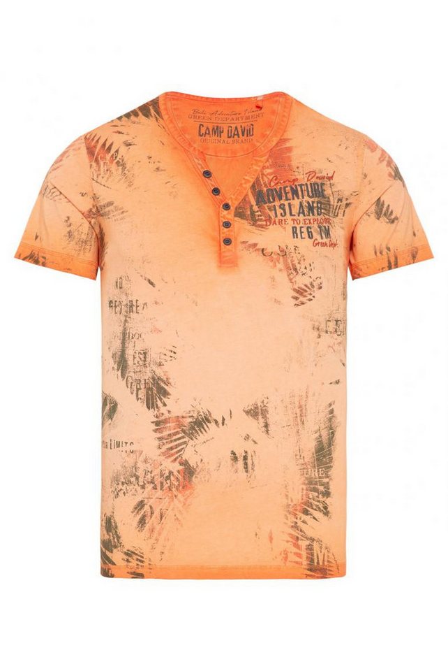 CAMP DAVID Henleyshirt mit All Over Print und Stickereien von CAMP DAVID