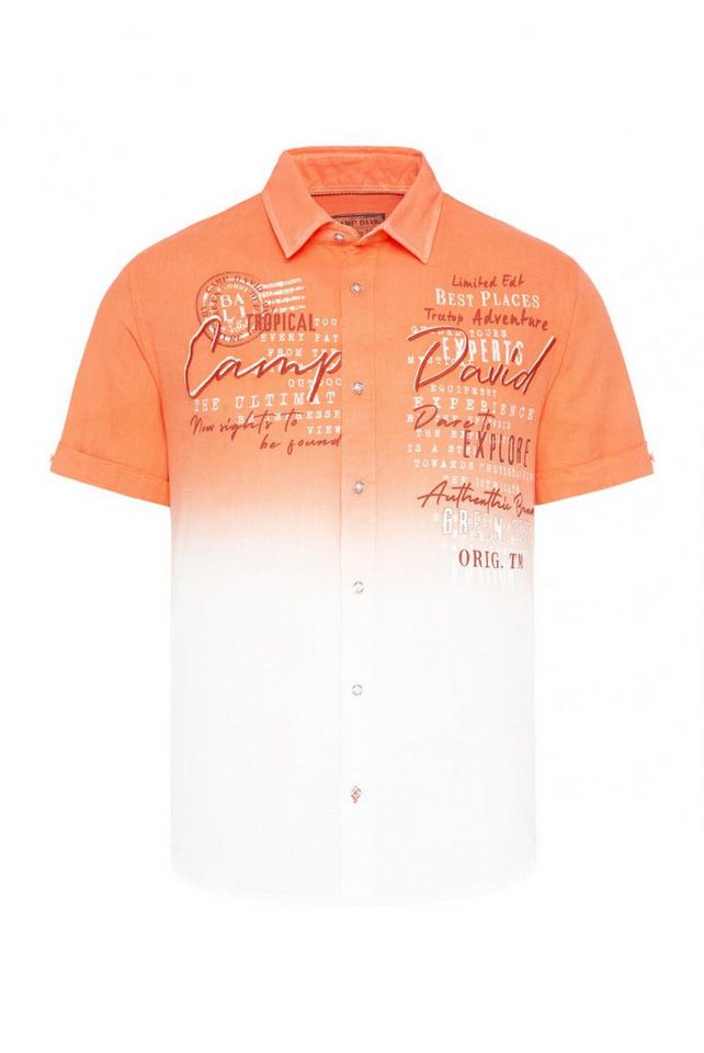 CAMP DAVID Kurzarmhemd Dip Dye mit Prints und Stickereien von CAMP DAVID