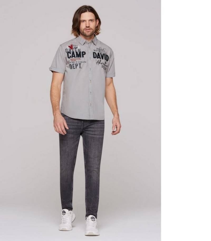 CAMP DAVID Kurzarmhemd mit Vintage-Waschung und Artworks Vintage-Waschung und Artworks von CAMP DAVID