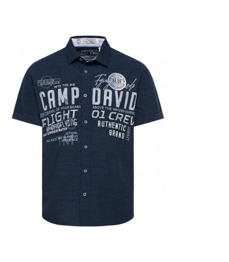 CAMP DAVID Kurzarmhemd Streifenhemd mit Label-Stickereien von CAMP DAVID