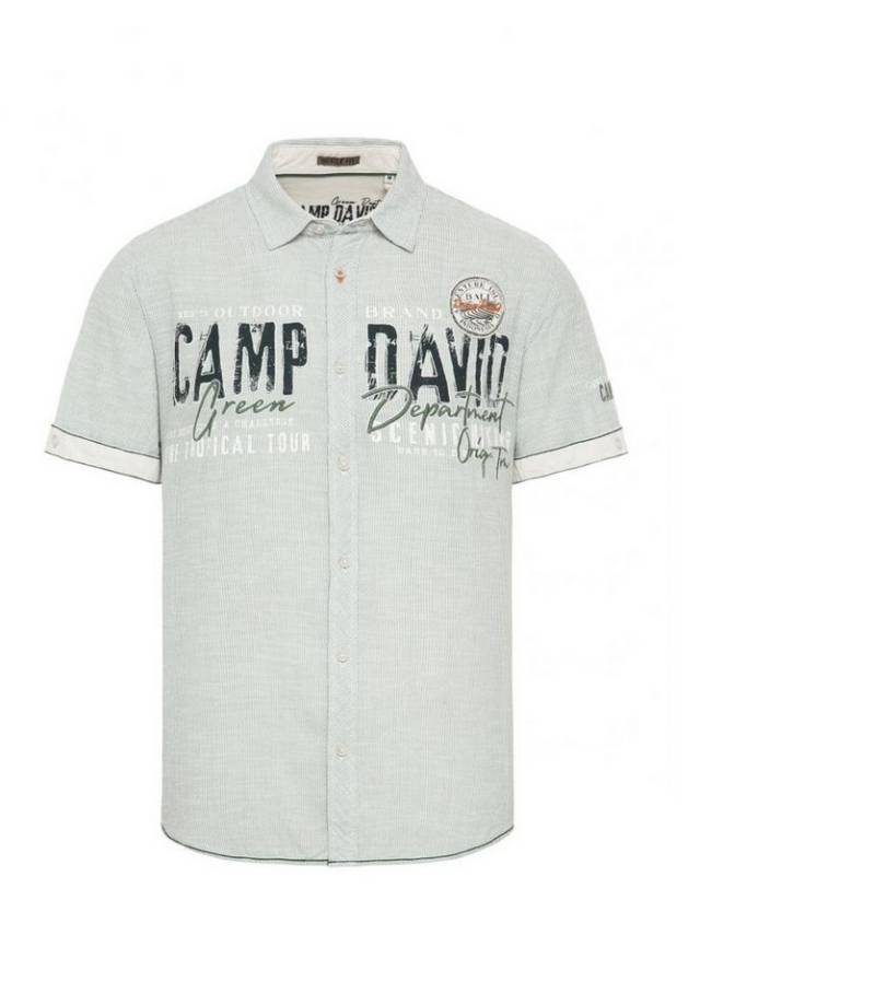 CAMP DAVID Kurzarmhemd Streifenhemd mit Logo Artworks deep green von CAMP DAVID