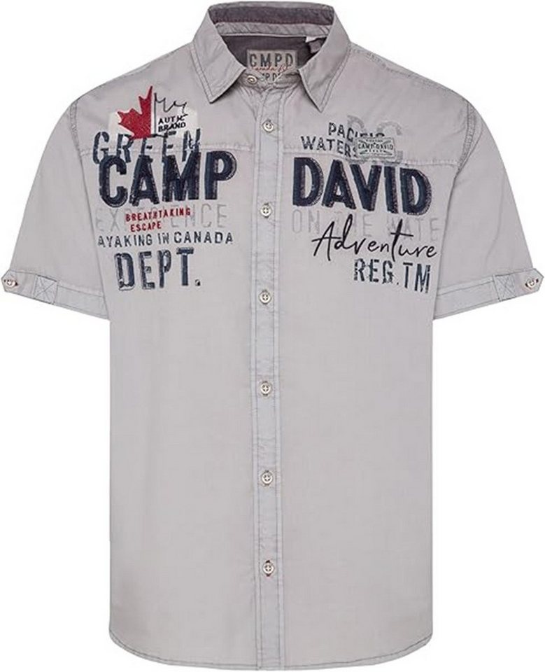 CAMP DAVID Kurzarmhemd mit Vintage-Waschung und Artworks polo grey von CAMP DAVID