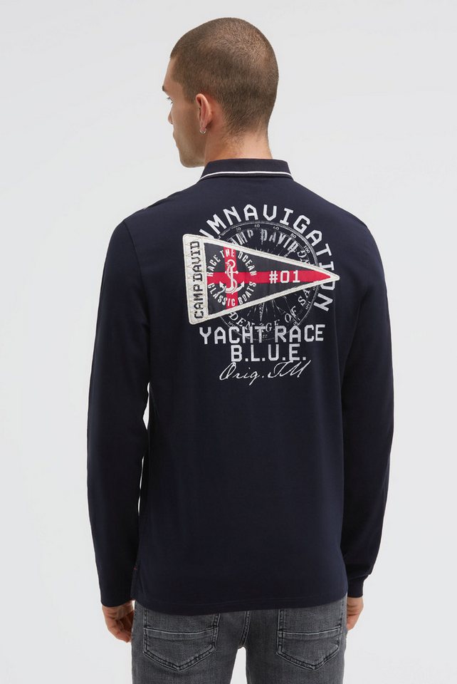 CAMP DAVID Langarm-Poloshirt aus Baumwolle von CAMP DAVID