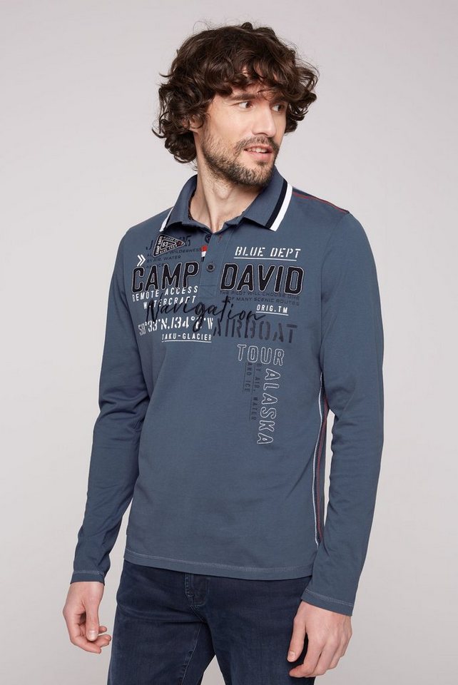 CAMP DAVID Langarm-Poloshirt mit Logo-Applikationen von CAMP DAVID