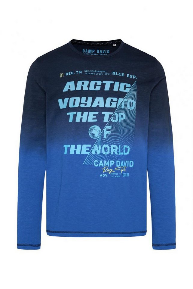 CAMP DAVID Langarmshirt Dip Dye mit Label Prints flight blue von CAMP DAVID