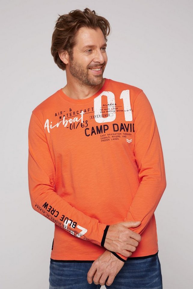 CAMP DAVID Langarmshirt mit Label Prints im Used-Look von CAMP DAVID