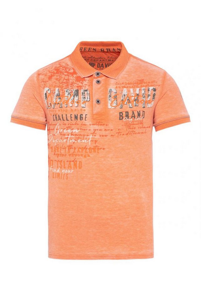 CAMP DAVID Poloshirt im Used Look mit Logo Artworks sunstone von CAMP DAVID