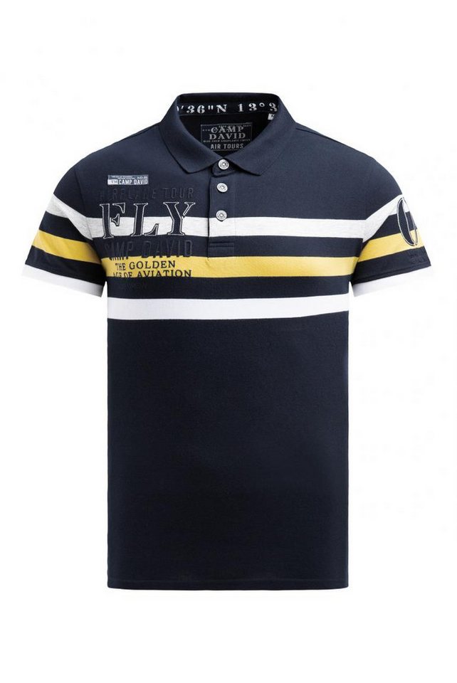 CAMP DAVID Poloshirt mit Streifen-Design und Artworks von CAMP DAVID