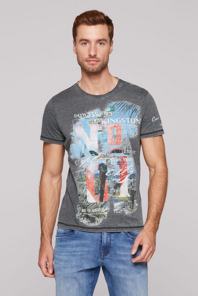 CAMP DAVID Rundhalsshirt mit offener Kante am Ausschnitt CAMP DAVID Rundhalsshirt mit offener Kante am Ausschnitt von CAMP DAVID