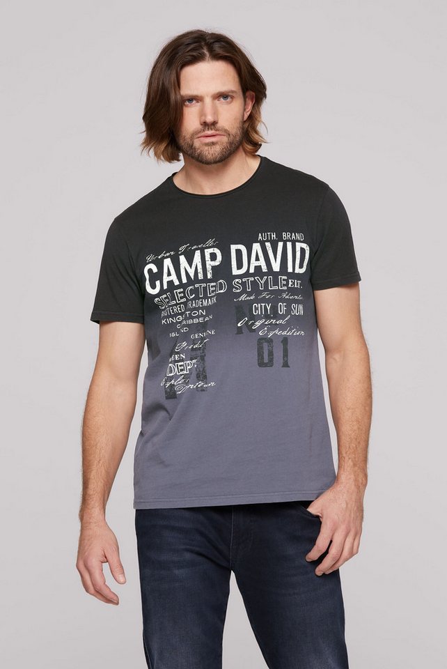 CAMP DAVID Rundhalsshirt mit offener Kante am Ausschnitt CAMP DAVID Rundhalsshirt mit offener Kante am Ausschnitt von CAMP DAVID