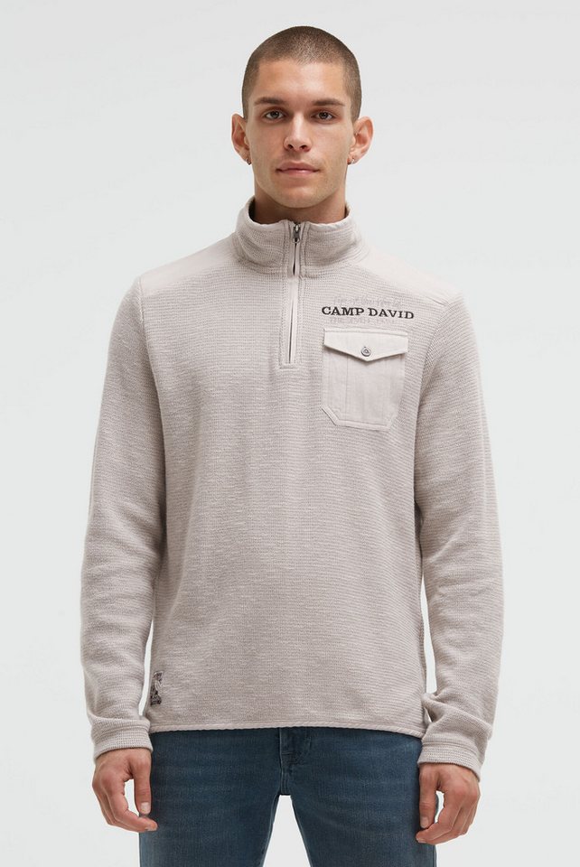 CAMP DAVID Sweater mit Stickerei über der Brusttasche von CAMP DAVID