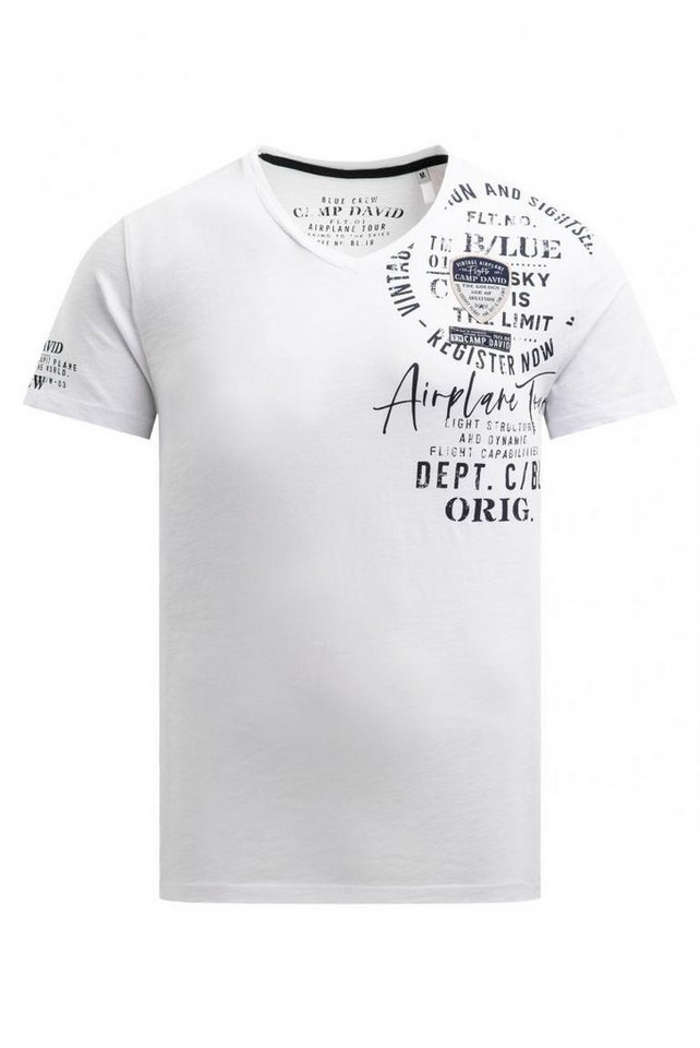 CAMP DAVID T-Shirt V-Neck mit Used Prints und Patches von CAMP DAVID