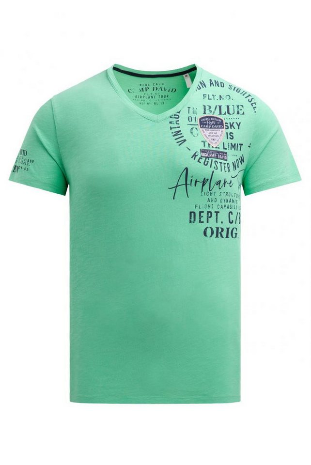 CAMP DAVID T-Shirt V-Neck mit Used Prints und Patches von CAMP DAVID