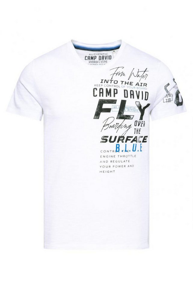 CAMP DAVID T-Shirt mit V-Neck und Label Prints von CAMP DAVID