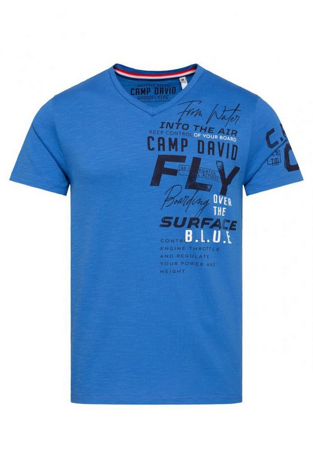 CAMP DAVID T-Shirt mit V-Neck und Label Prints von CAMP DAVID