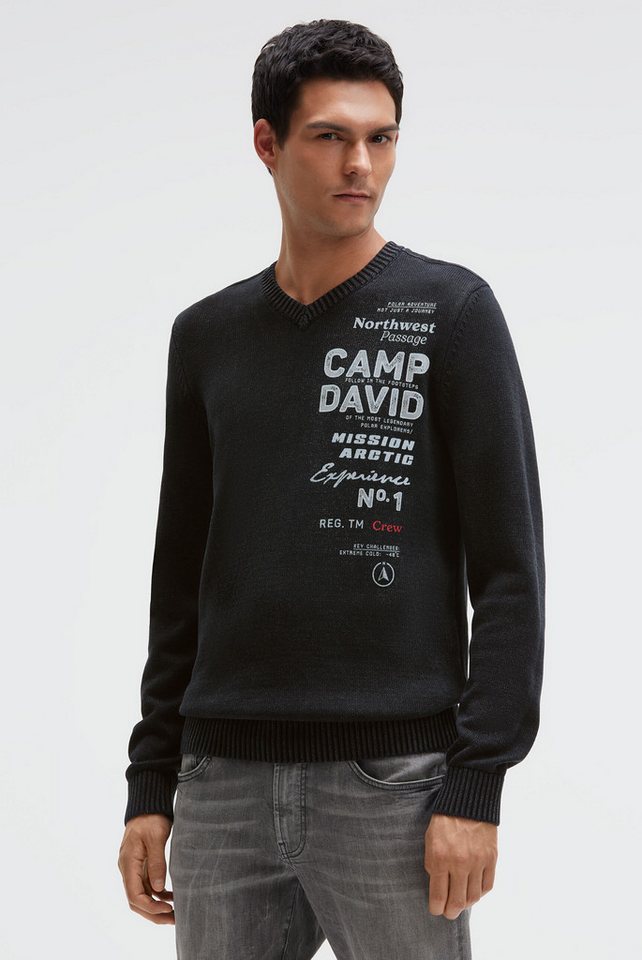 CAMP DAVID V-Ausschnitt-Pullover aus Baumwolle von CAMP DAVID