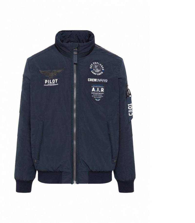 CAMP DAVID Winterjacke Wattierter Fliegerblouson mit Label Patches blue navy von CAMP DAVID
