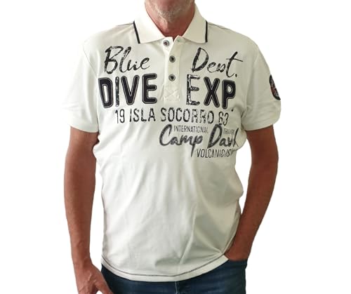 Camp David Herren Pikee-Polo mit Label-Applikationen Ivory M von Camp David