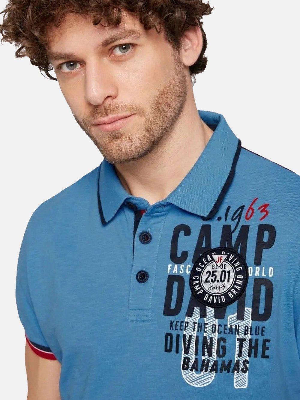 Camp David Poloshirt Herren Baumwolle bedruckt, blau von CAMP DAVID