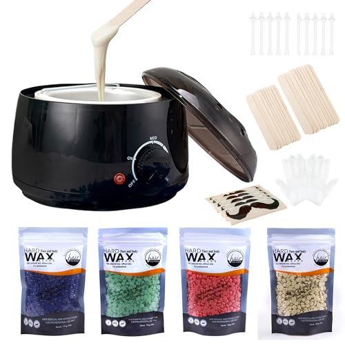 Wachserhitzer, Haarentfernungsgerät für weibliche Männer, Wachskit, 4 Beutel Wachsperlen und 20 Applikatorstäbchen und 10 Nasenhaarstäbchen, 10 Bartschutzaufkleber, komplettes Set für den Heimgebrauch Wachserhitzer, Haarentfernungsgerät für weibliche Männer, Wachskit, 4 Beutel Wachsperlen und 20 Applikatorstäbchen und 10 Nasenhaarstäbchen, 10 Bartschutzaufkleber, komplettes Set für den Heimgebrauch von CAMPGEEKS