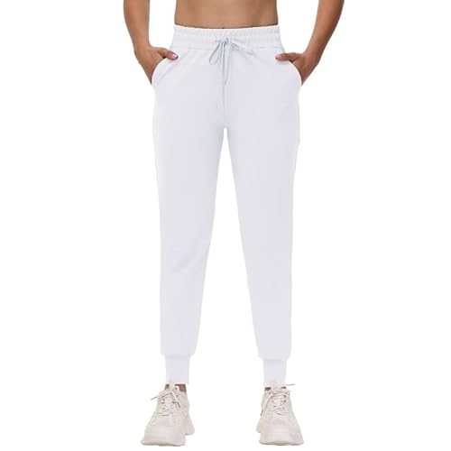 CAMPSNAIL Jogginghose Damen Lang Sporthose Abriebfest Trainingshose Sweatpants Sweathose mit Elastischem Bund Jogginghosen (Weiß M) von CAMPSNAIL