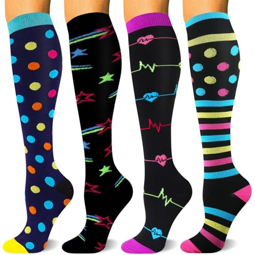 CAMPSNAIL Kompressionsstrümpfe Damen und Herren Bunte Stützstrümpfe Kompressionssocken für flug Sport Reisen Laufen von CAMPSNAIL