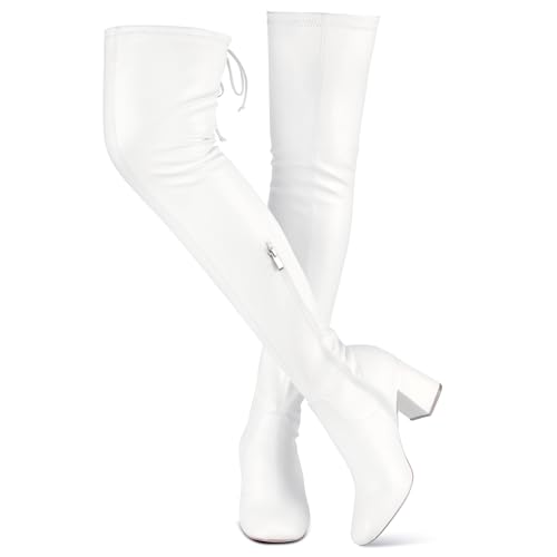 CAMSSOO Damen Oberschenkel Hohe Stiefel Heeled Overknee Stiefel Mode Sexy Winter Niedrige Chunky Blockabsatz Knie Oberschenkel Stiefel, Weißes, mattes PU., 41 EU CAMSSOO Damen Oberschenkel Hohe Stiefel Heeled Overknee Stiefel Mode Sexy Winter Niedrige Chunky Blockabsatz Knie Oberschenkel Stiefel, Weißes, mattes PU., 41 EU von CAMSSOO