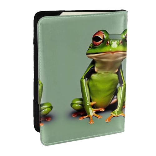 Funny Green Frogs 1 Print Passport Holder Cover Wallet Passport Cover, Passport Wallet Case for Cards and Documents, Schwarz , Einheitsgröße von CAMUO