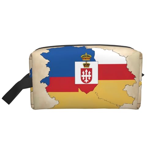 Kulturbeutel mit Thüringen-Flagge, Map02, bedruckt, für Herren, Reise-Kulturbeutel, geräumige Kapazität, Kosmetiktasche für Damen, weiß, Einheitsgröße von CAMUO